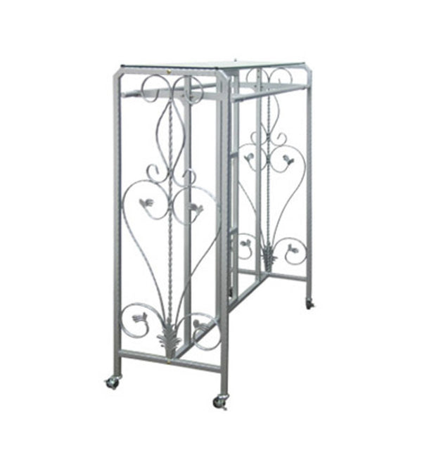 DECORATIVE RACK W/ TOP GLASS, SILVER (RHZ-005)