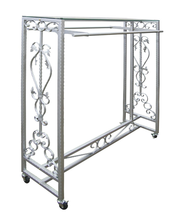 DECORATIVE DOUBLE BAR RACK W/ TOP GLASS (RHZ-010)