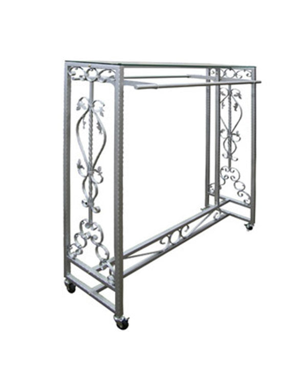 DECORATIVE DOUBLE BAR RACK W/ TOP GLASS (RHZ-010)