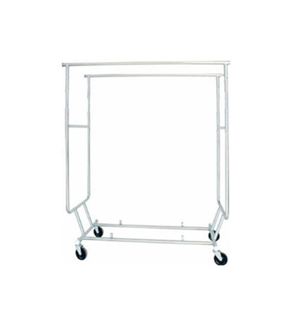 Collapsible/Folding Rolling Clothing/ Garment Rack Double Salesman's Rack (RS-3/CR)