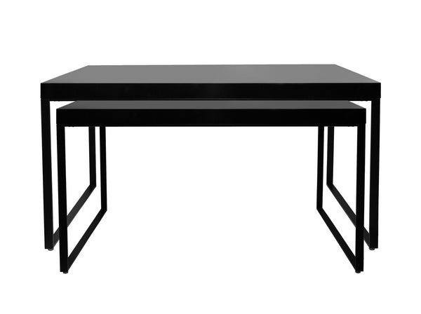 BLACK TABLE LEGS WITH GLOSSY BLACK LAMINATED TABLE TOP (TB-TABLE-BK)