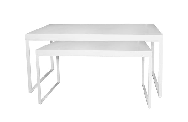 WHITE TABLE LEGS WITH GLOSSY WHITE LAMINATED TABLE TOP (TB-TABLE-WH)