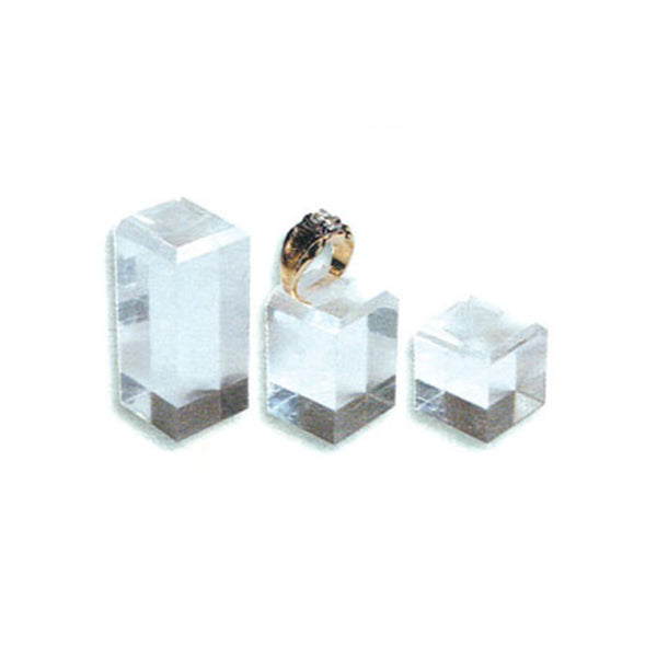 3 PIECE ACRYLIC RING SET CLEAR SQUARE 1" (TH-1301)