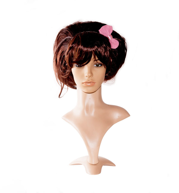 BOUFFANT W/BANGS + FLORAL BAND W/ HARD CAP (WIG-A7)